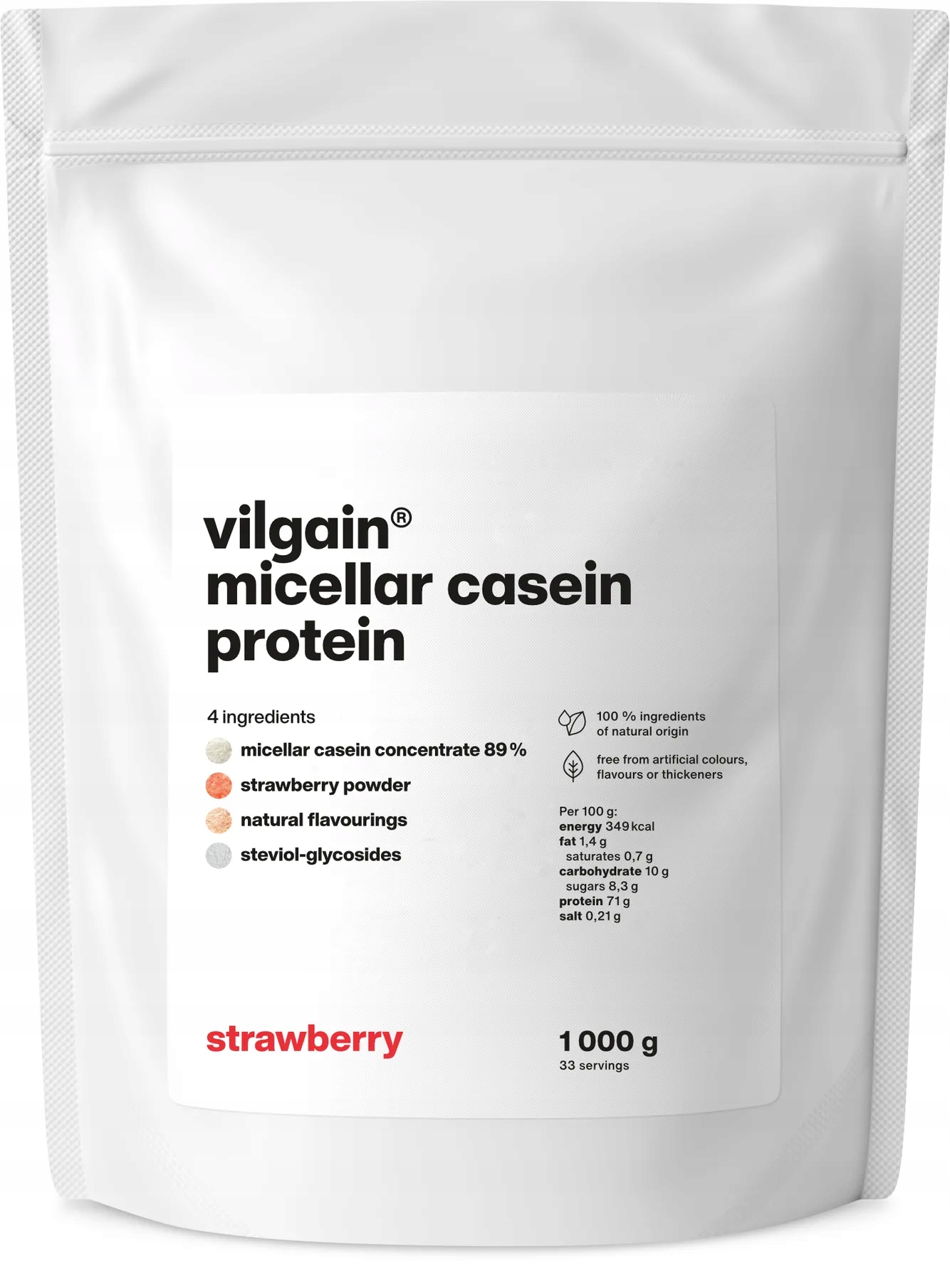 Vilgain Micelární kasein Jahoda 1 kg