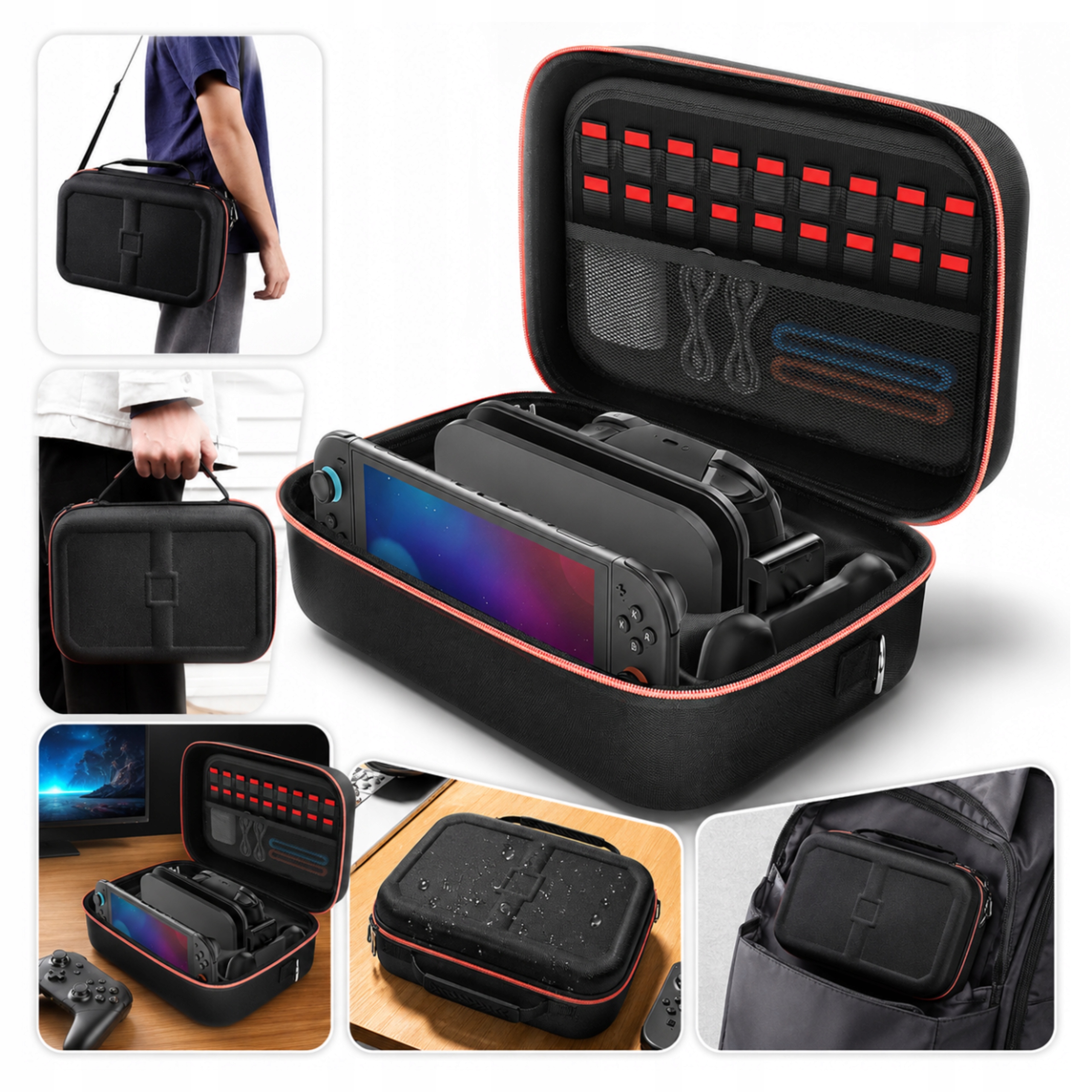 Pouzdro pro Nintendo Switch 2 1 Oled 18 karet Eva s pevným popruhem