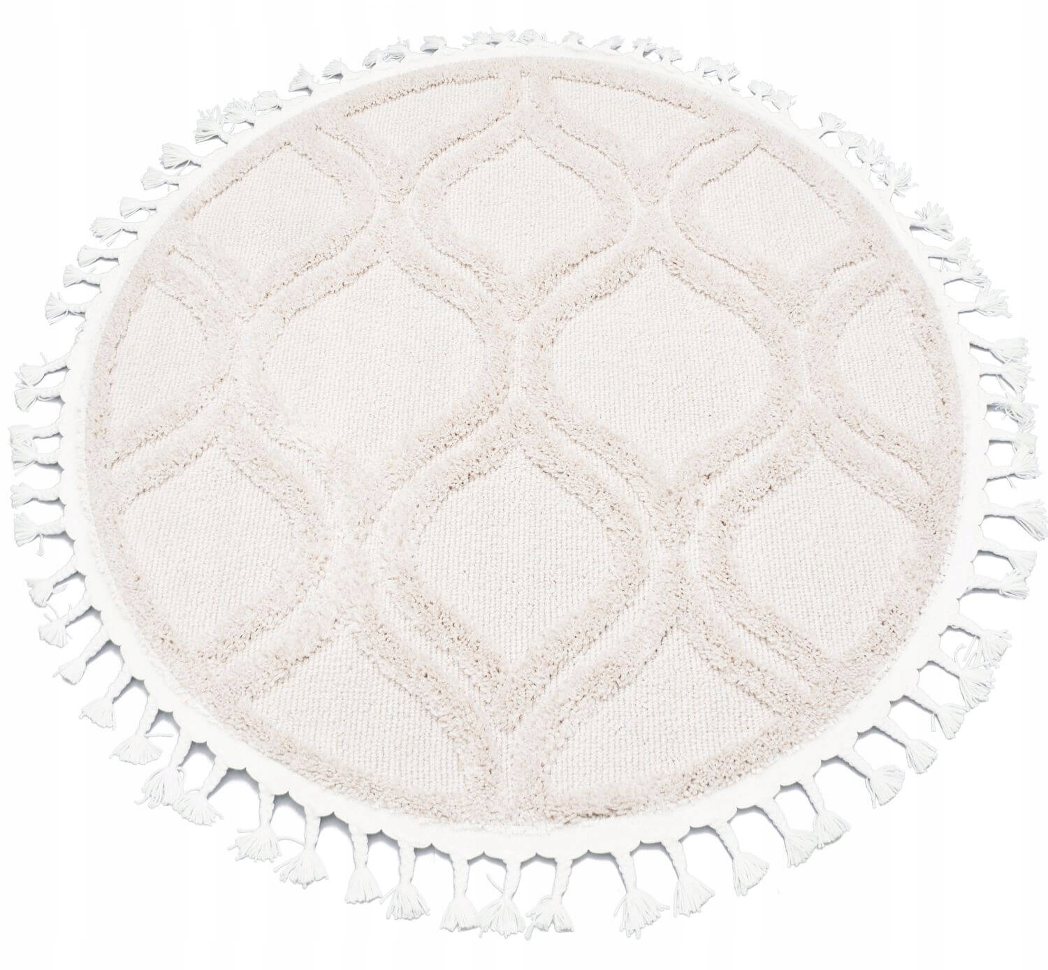 Okrúhly Koberec Shaggy Boho Do Obývačky Mäkký S Strapcami 160X160 CM