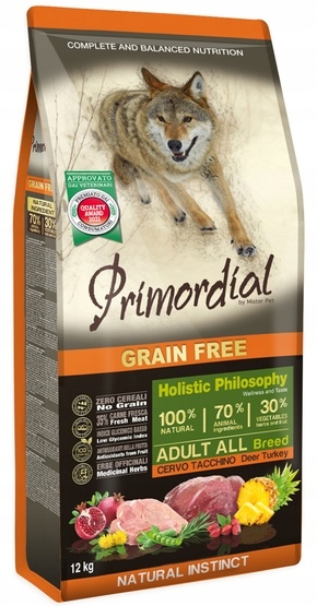 Primordial Dog Adult Grain Free s jelenem a krůtou 12 kg