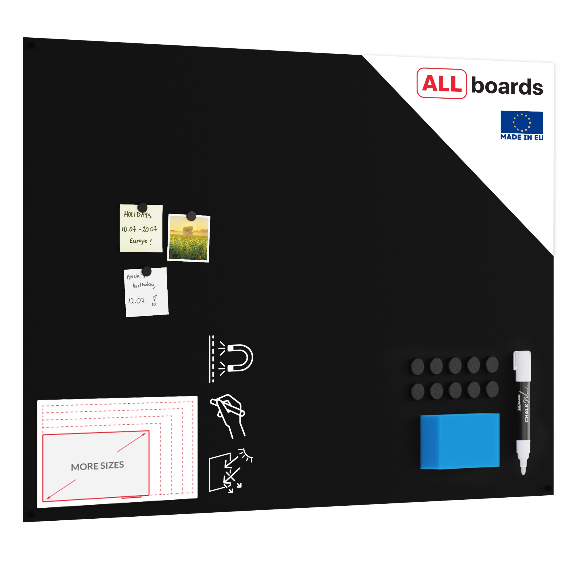 Tablica magnetyczna bezramowa kredowa panel magnetyczny 120x90 cm Gratisy