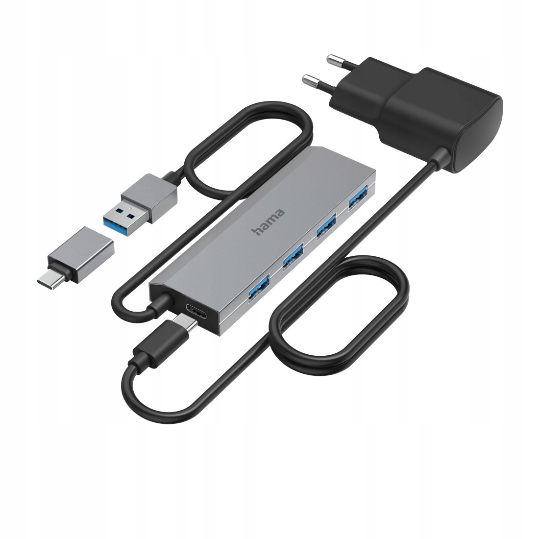 Hama 200138 4 x USB 3.2 Gen1 Szary