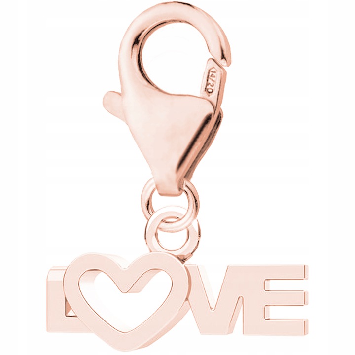 Růžový závěsný přívěsek Love stříbro 925