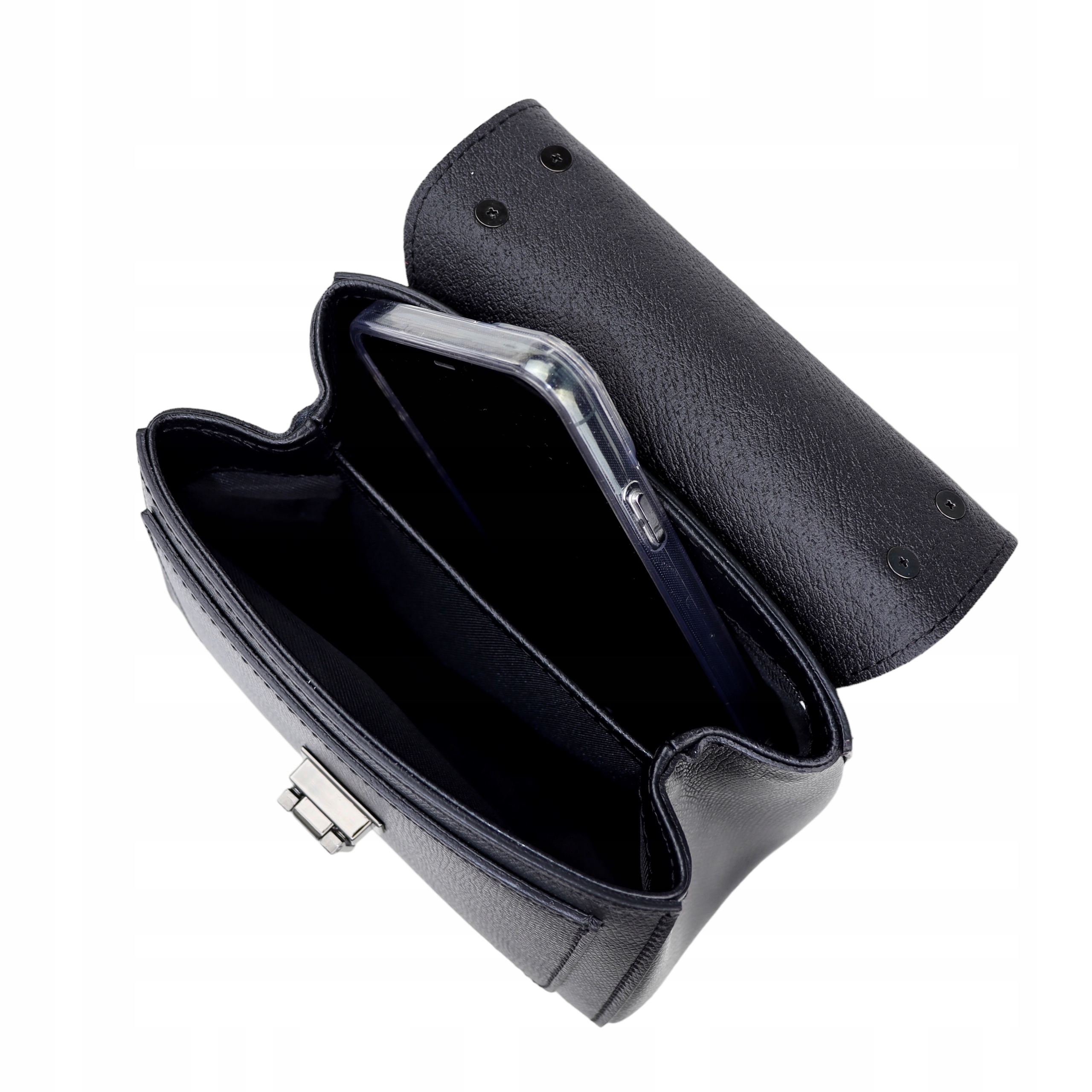 Torebka Licowa skóra naturalna Perla Mini Czarny Długość paska 122 cm