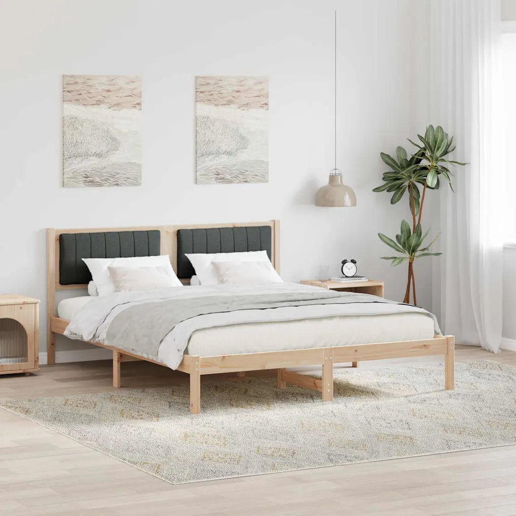 vidaXL Ramka łóżka z tapicerowanym wezgłowiem Ciemnoszary 150 x 200 cm