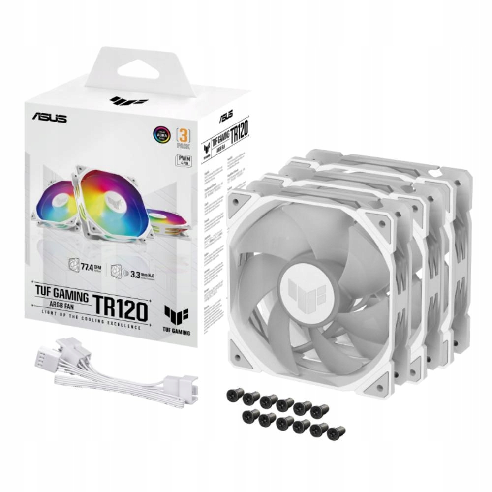 Asus ventilátor Tuf Gaming TR120 Argb, 3x120mm, bílá 90DA0093-B09020
