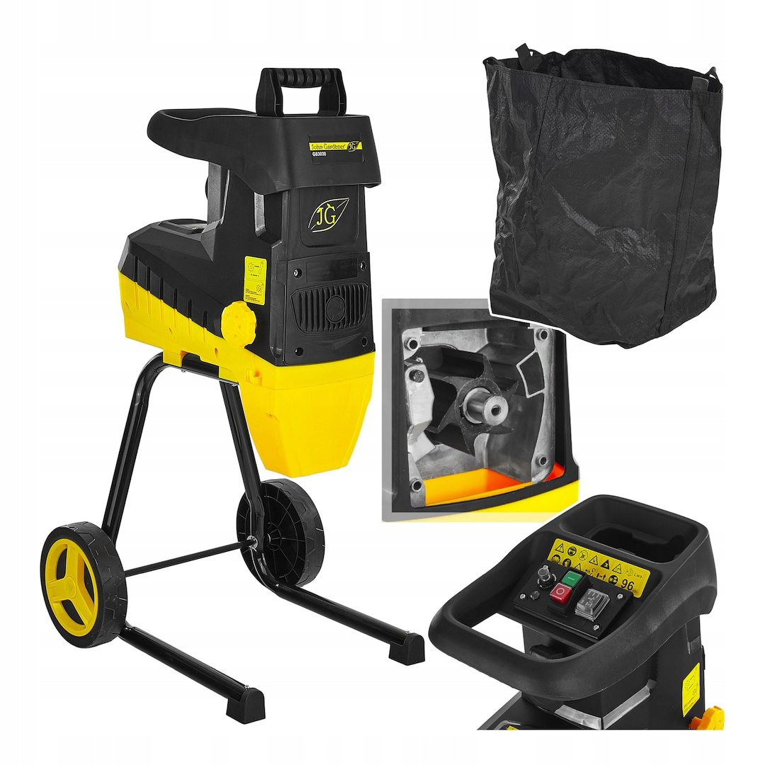 Rozdrabniacz do Gałęzi John Gardener 2800W Frezowy 45mm Cichy Worek 50L