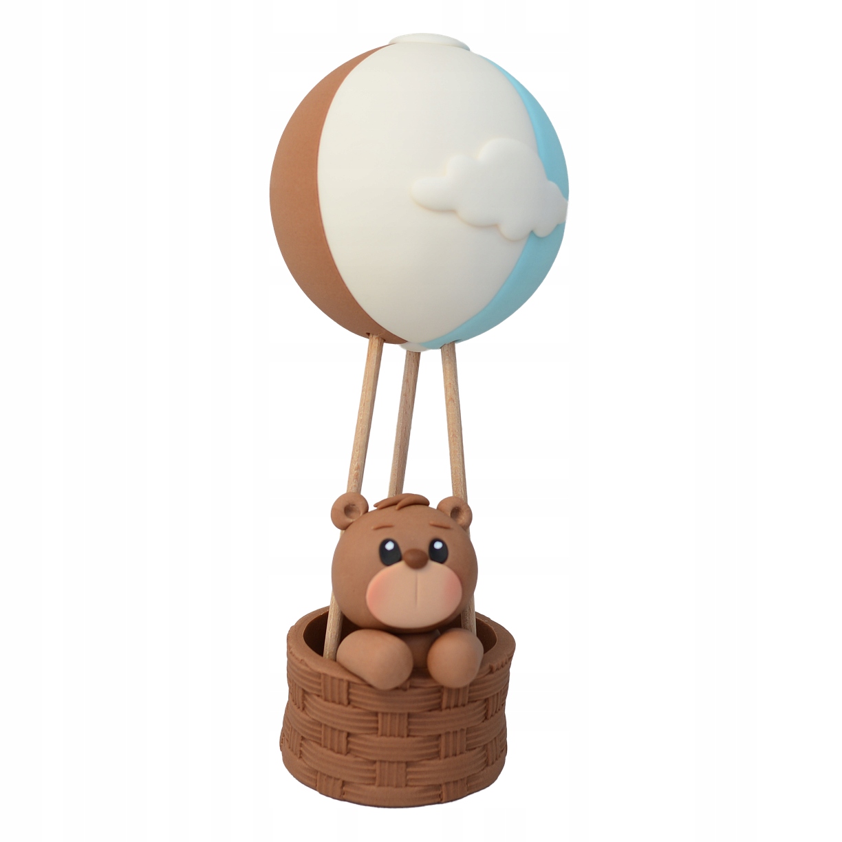 Miś w balonie dekoracja cukrowa na tort chrzest roczek