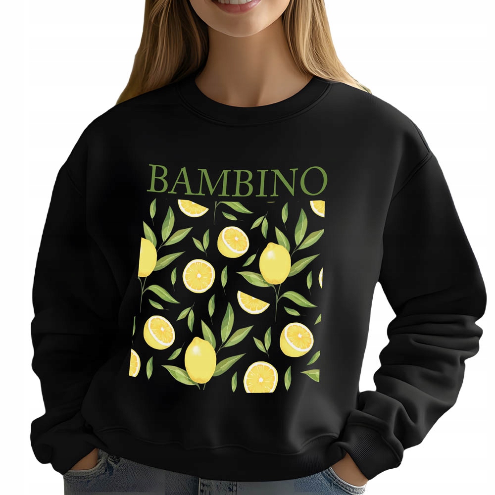 Mikina Černá Dámská Bambino Lemon Dárek Módní Pohodlná Trendy Velikost XL