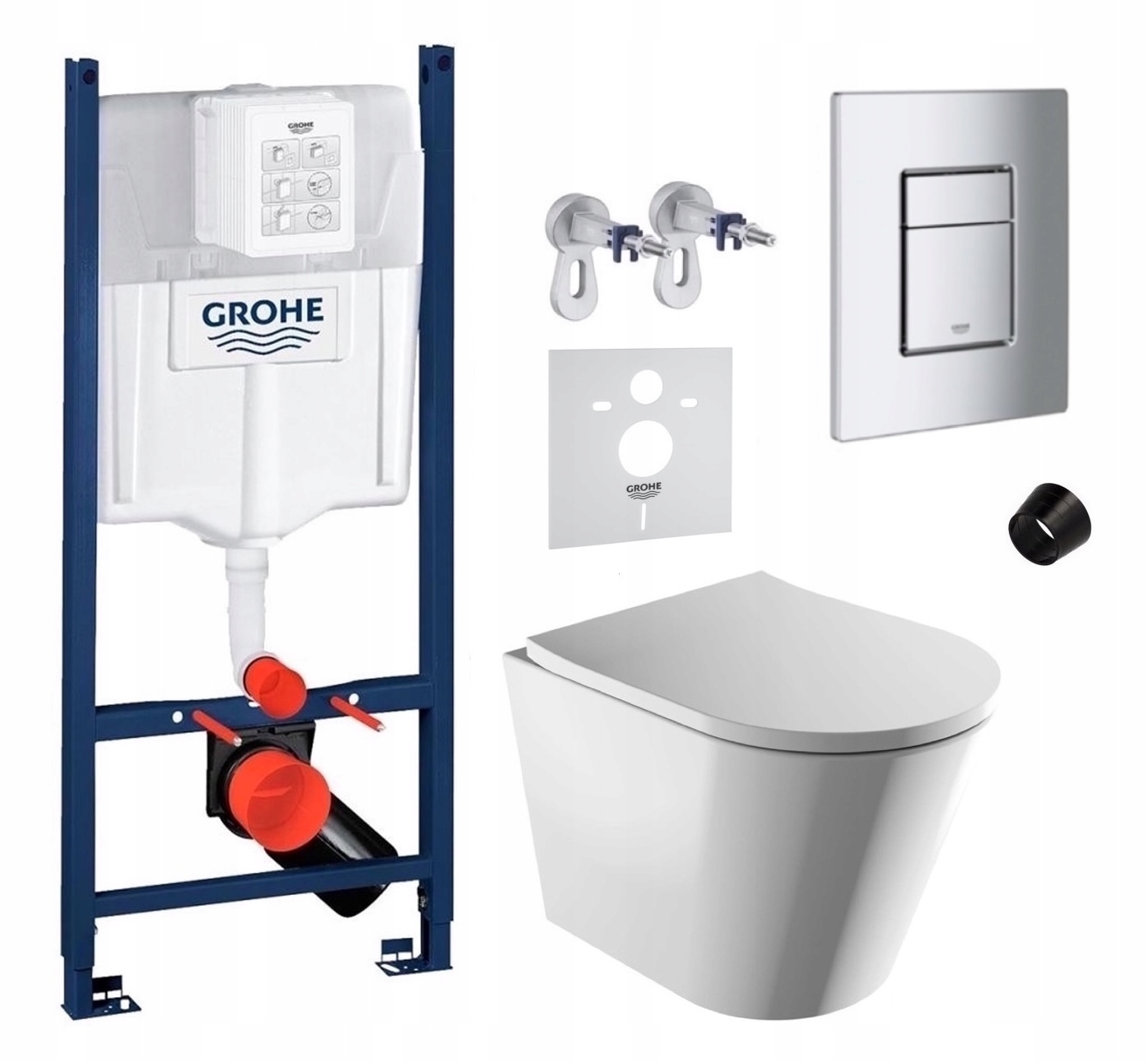 Sada Wc roštu Grohe Rapid s Wc misou Tampa Mwbp Rim a tlačidlom chróm