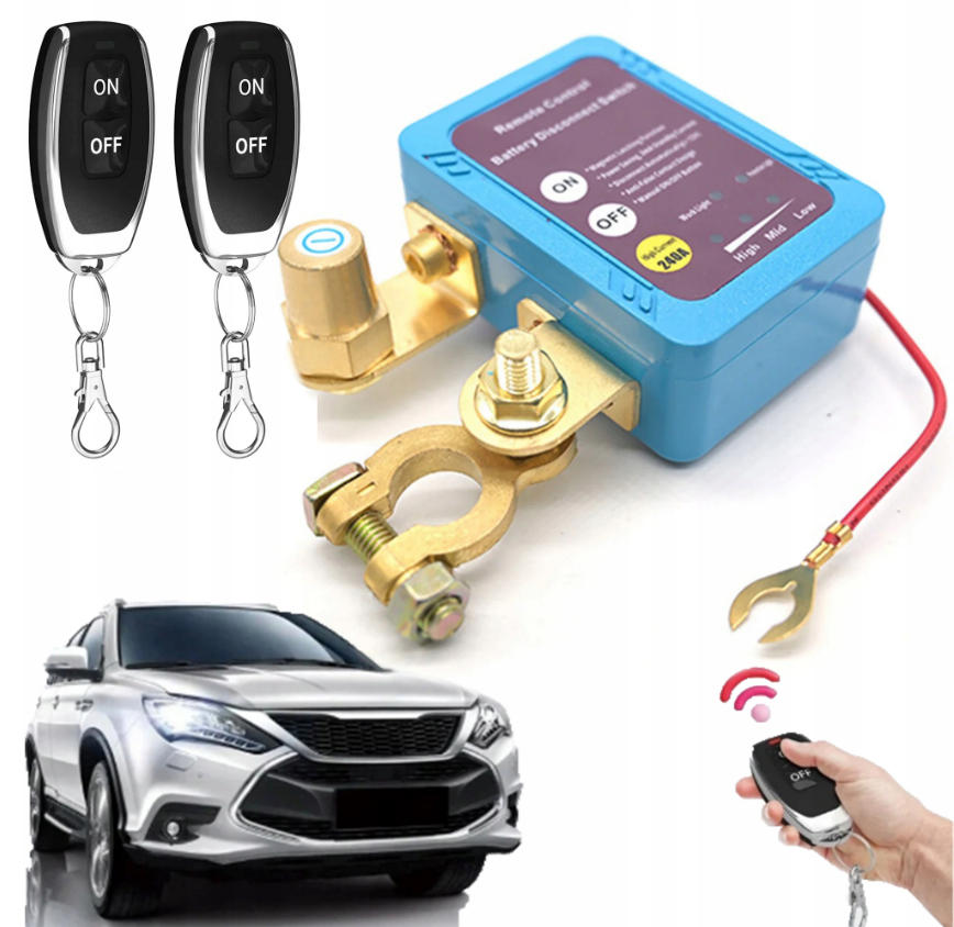 Zdalny automatyczny wyłącznik odłącznik akumulatora 12V 240A 2x pilot
