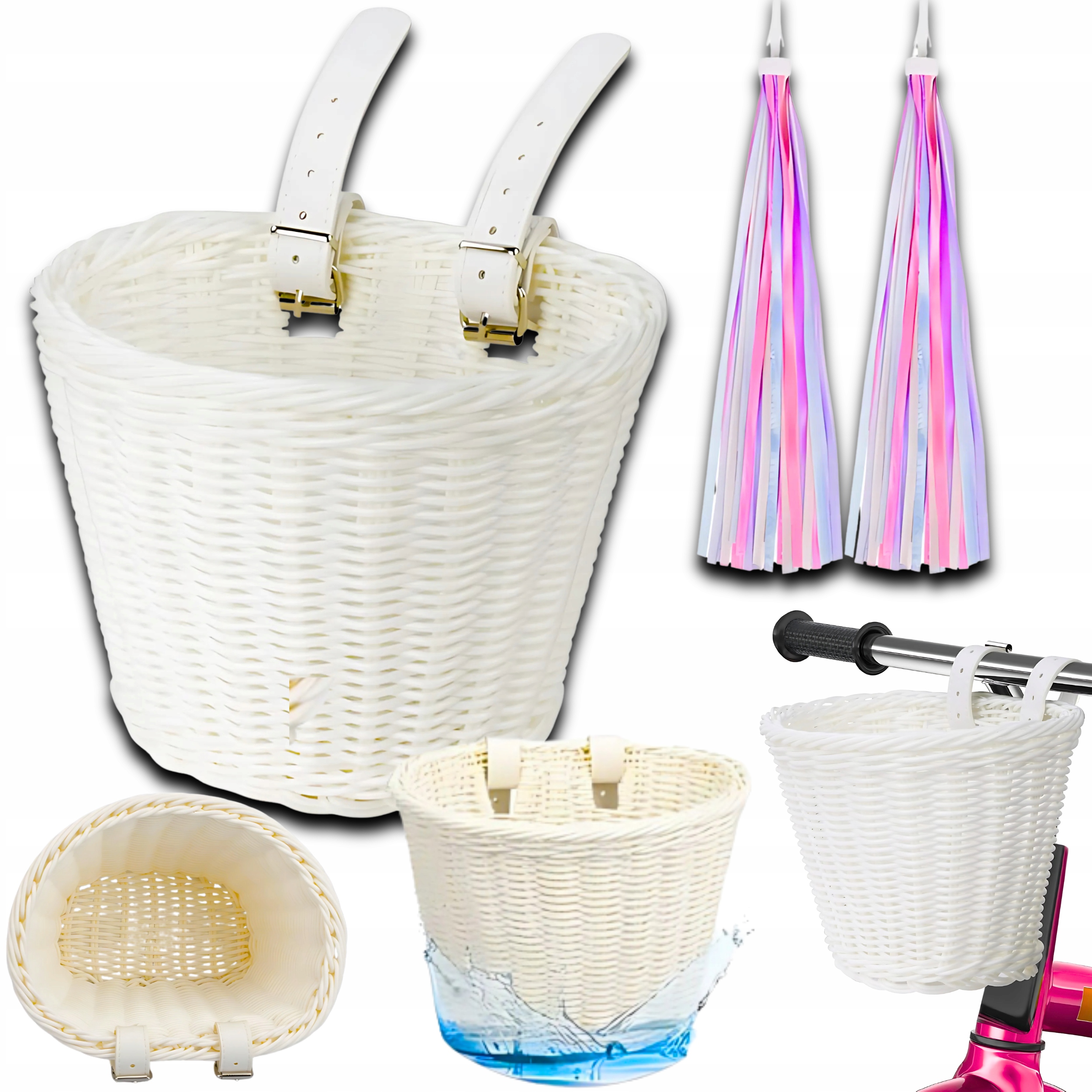 Koszyk Na Rower Dla Dzieci Biały Rowerowy Zestaw Akcesoriów Wodoodporny