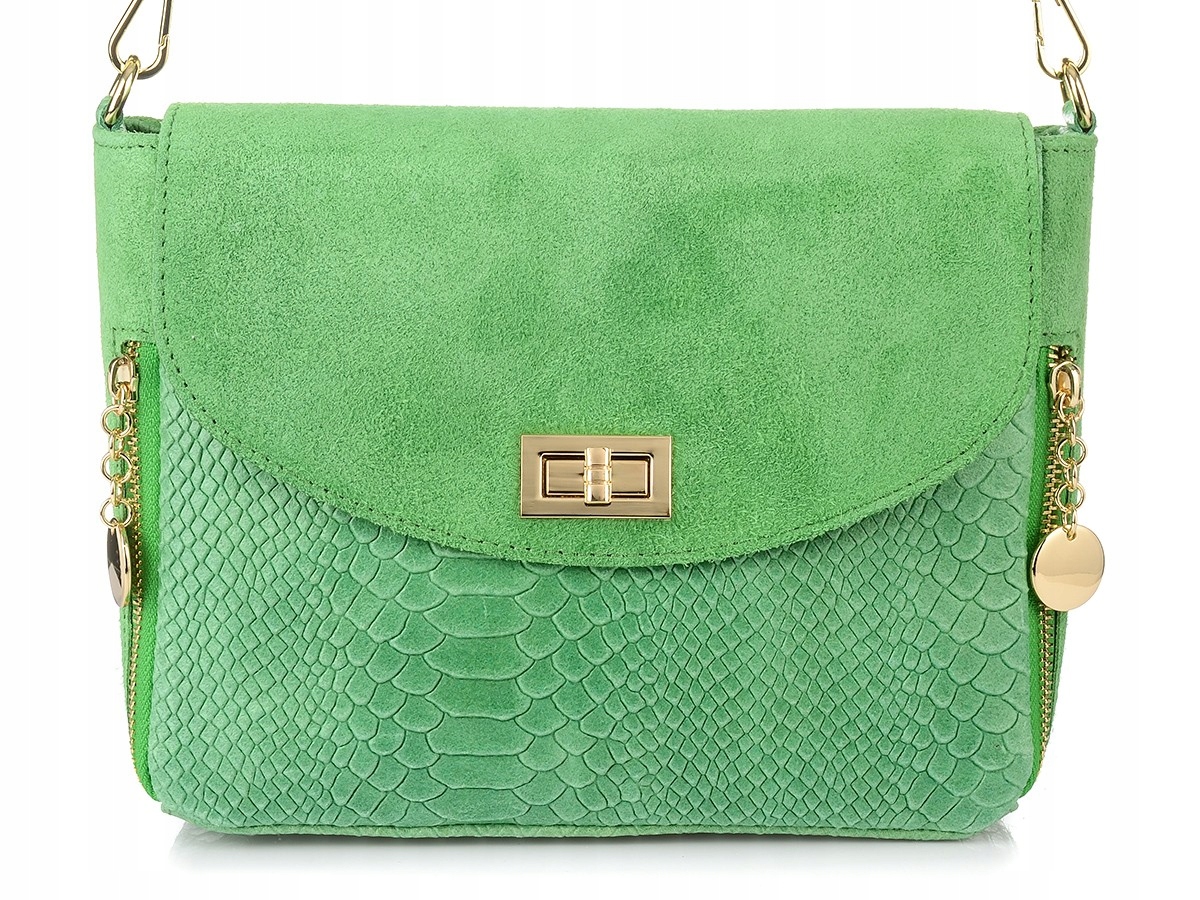 Zelená kabelka přes rameno kožená elegantní dámská kabelka italská kožená kabelka