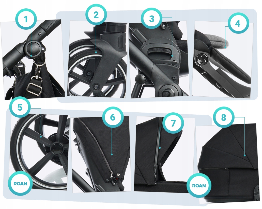 WÓZEK 2W1 ROAN IVI TRUE BLACK I + ADAPTERY MC Model Ivi