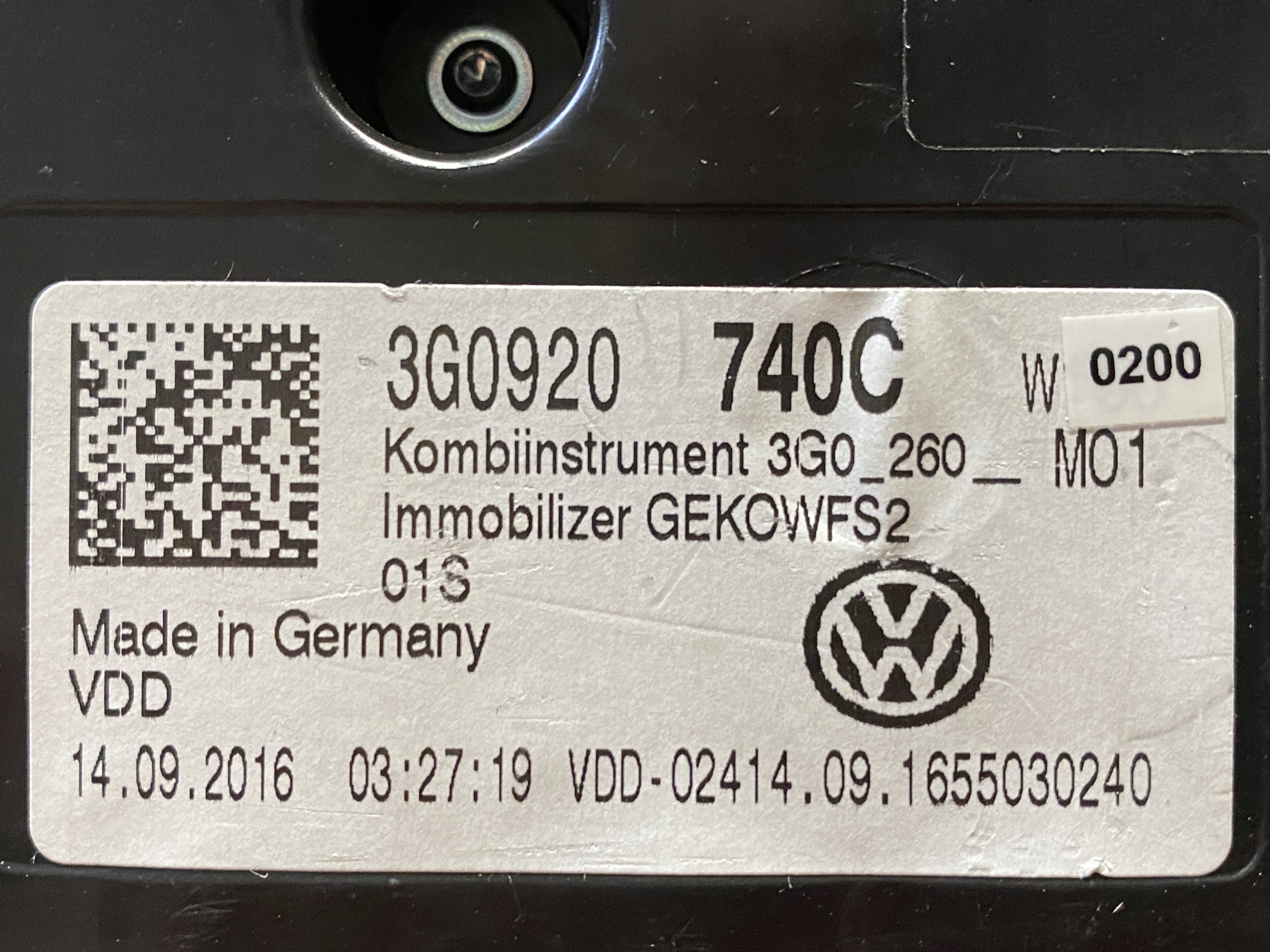 VW PASSAT B8 TSI dials dials 3G0920740C