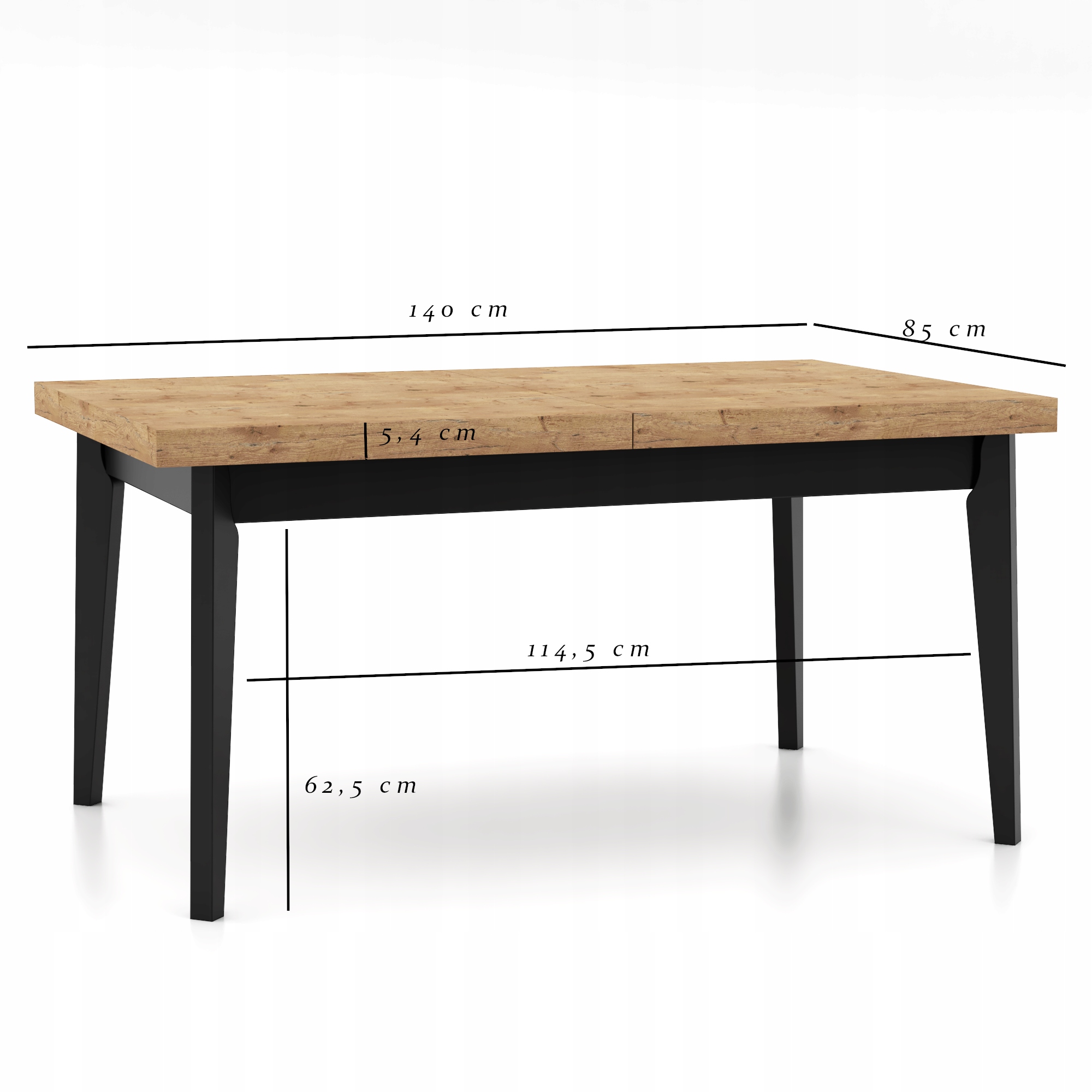 Stół Skandynawski 140x85x220 cm Dąb Lancelot Kształt blatu prostokątny