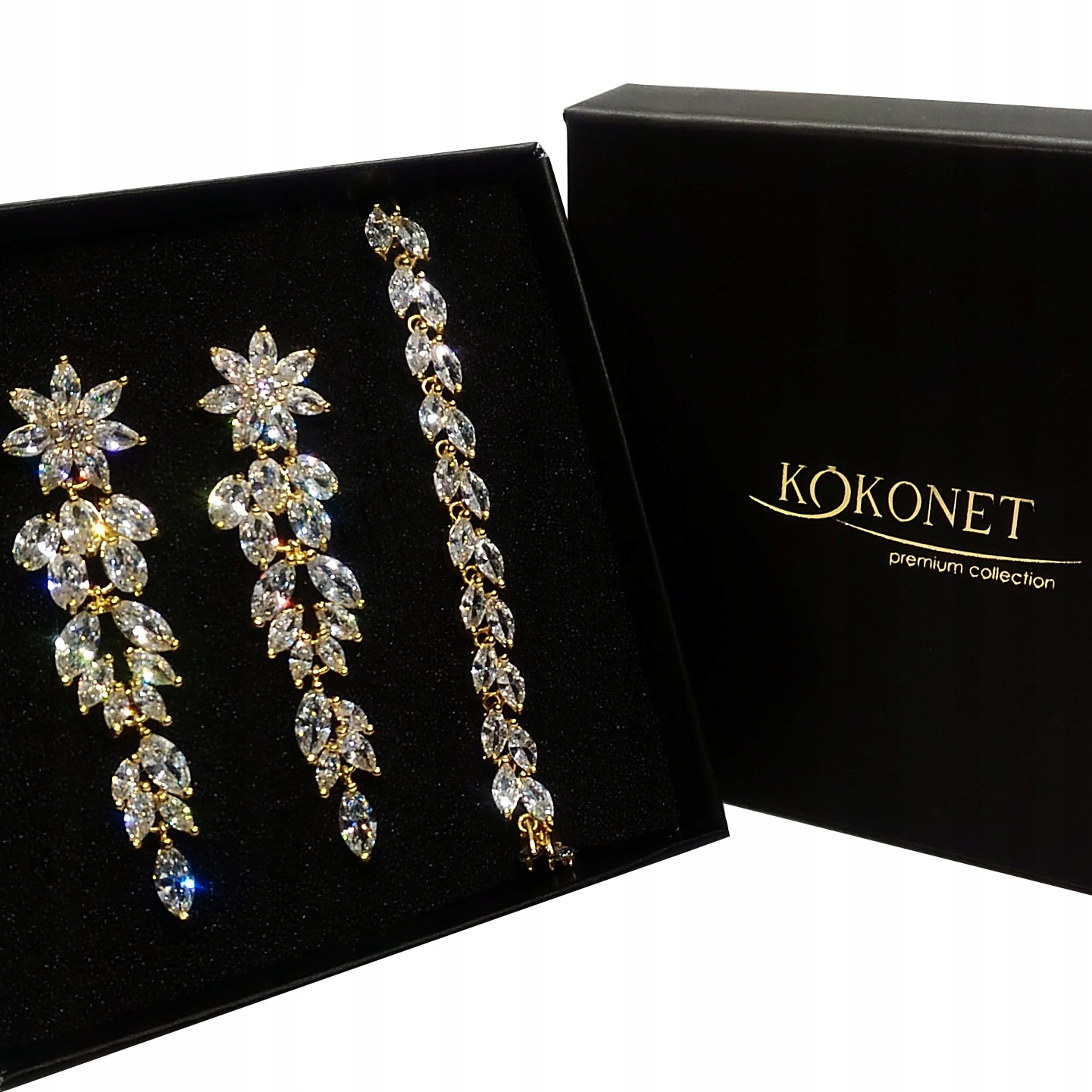 Sada zlatých šperků Svatba svatební hostina dárek k výročí náušnice náramek