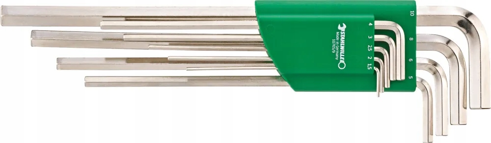 Zestaw kluczy trzpieniowych 1,5-10mm, imbus L, 9szt., długich, (10765/9), S