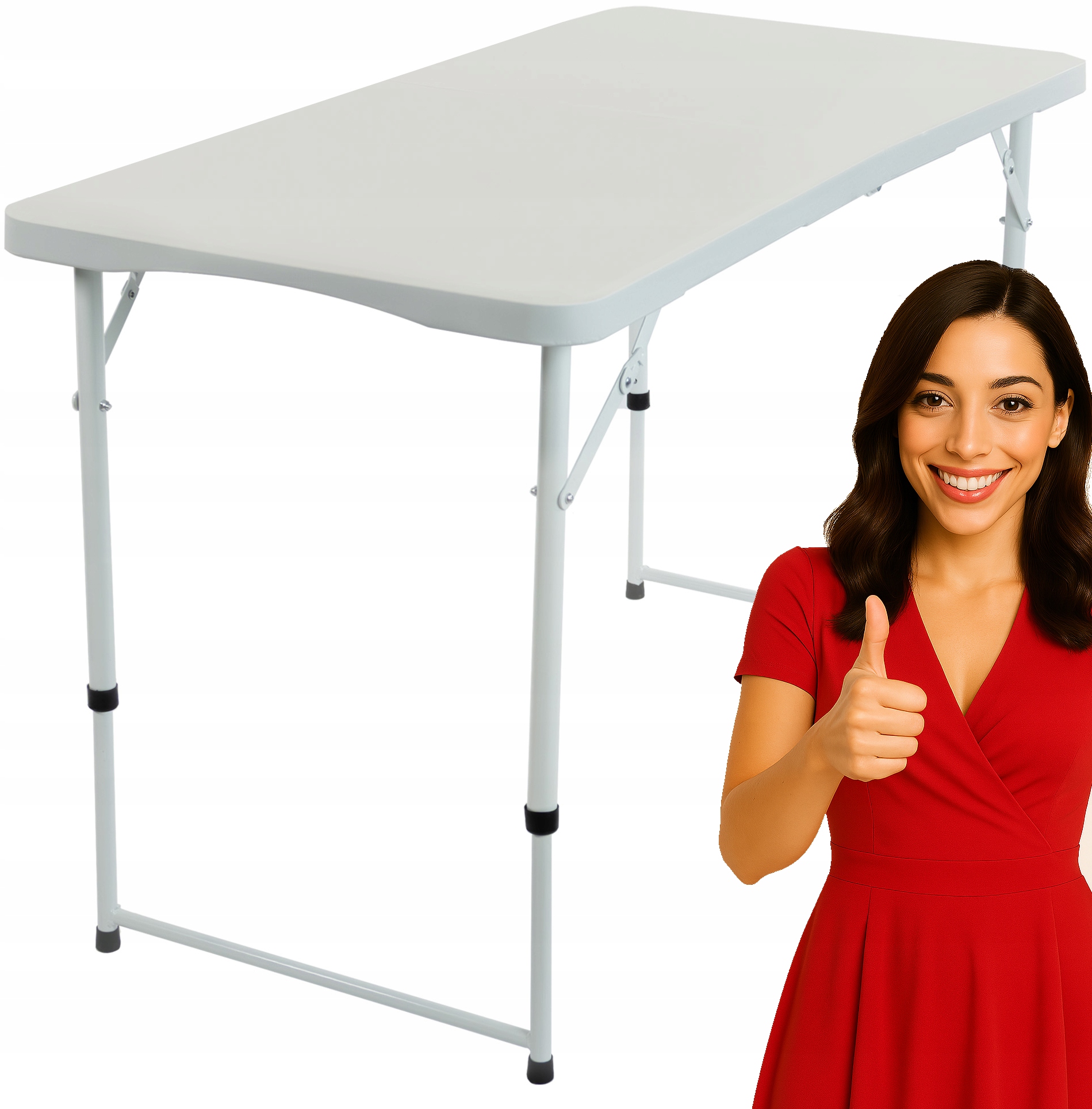 Składany Stół Stolik Turystyczny Tarasowy Walizka Ogrodowy Biały 60x120CM