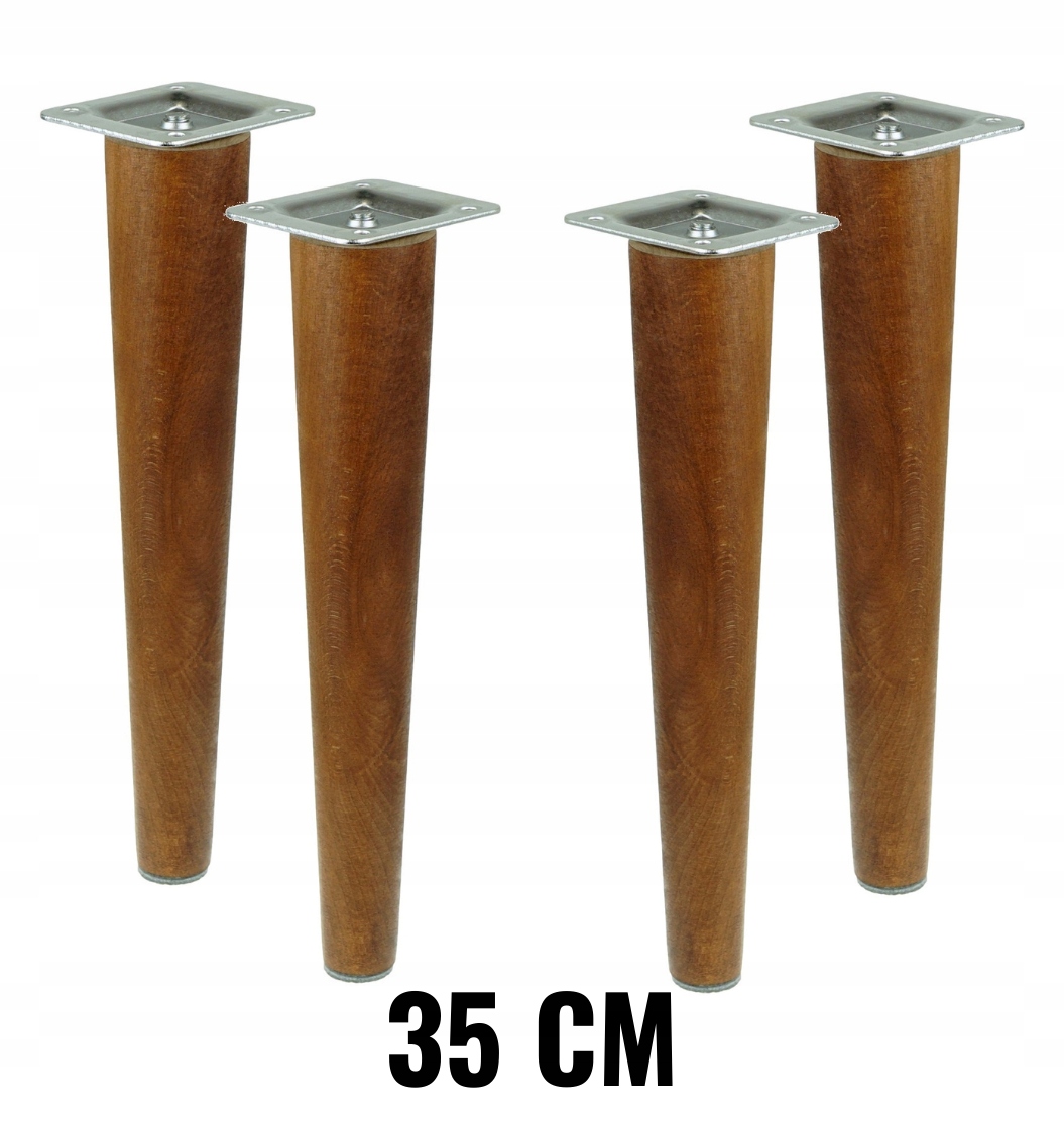 

Nogi drewniane bukowe orzech proste 35 cm zestaw