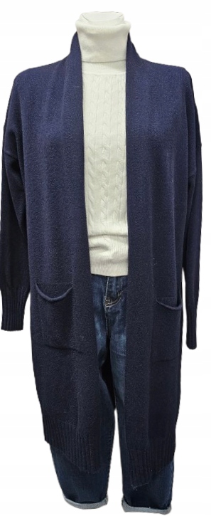 Dlouhý Kardigan S Kapsami Dolce PICCANTE-námořnická modrá Premium Italia