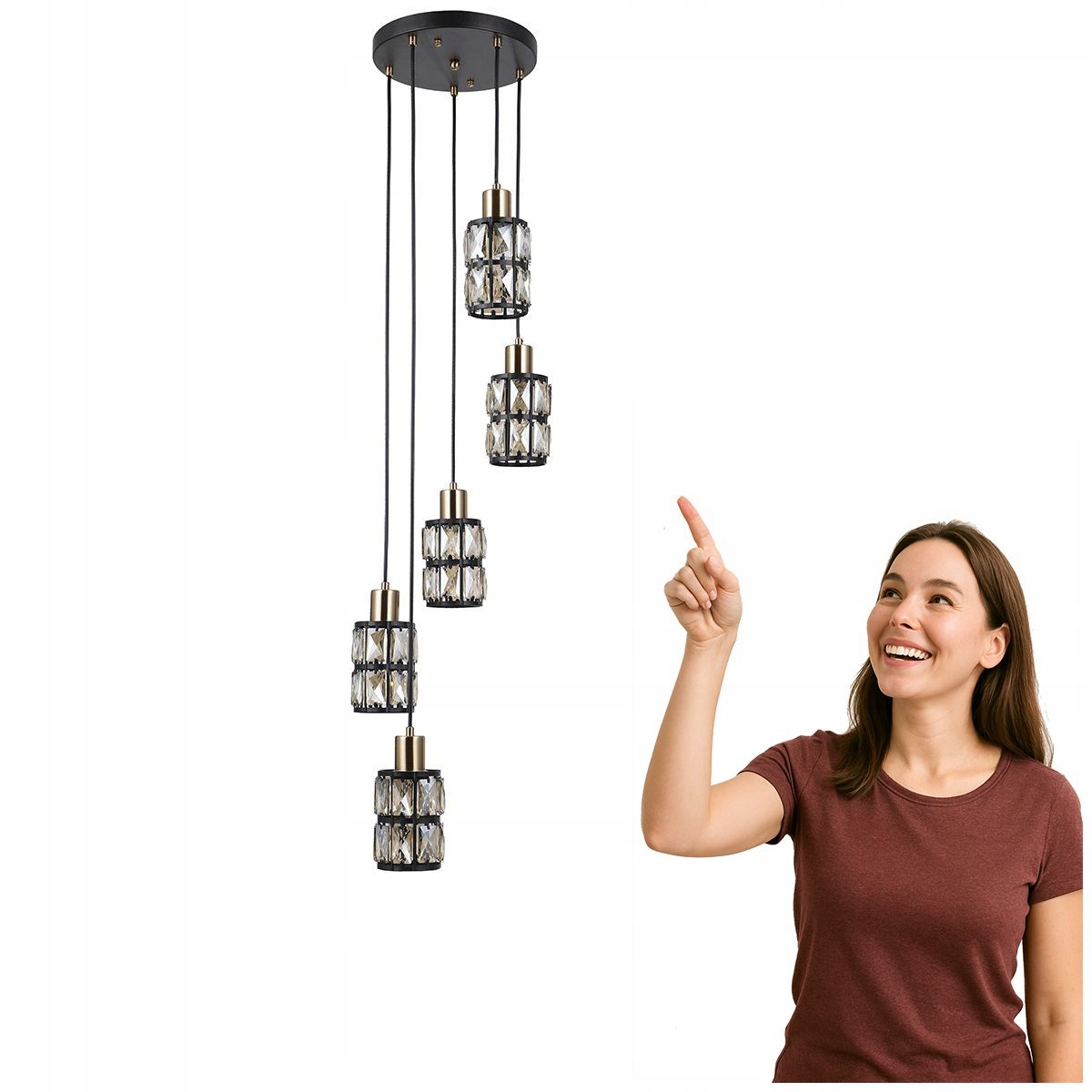 Závěsná lampa Menfi PND-44236-5-BK-GD Italux