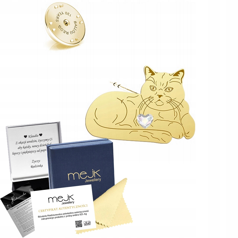 Odznak s Britskou krátkosrstou kočkou 925 Dárek Šperky Pin
