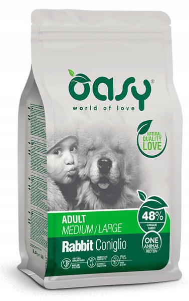 Oasy Dog Monoproteinowa Adult Medium Large Królik 12KG