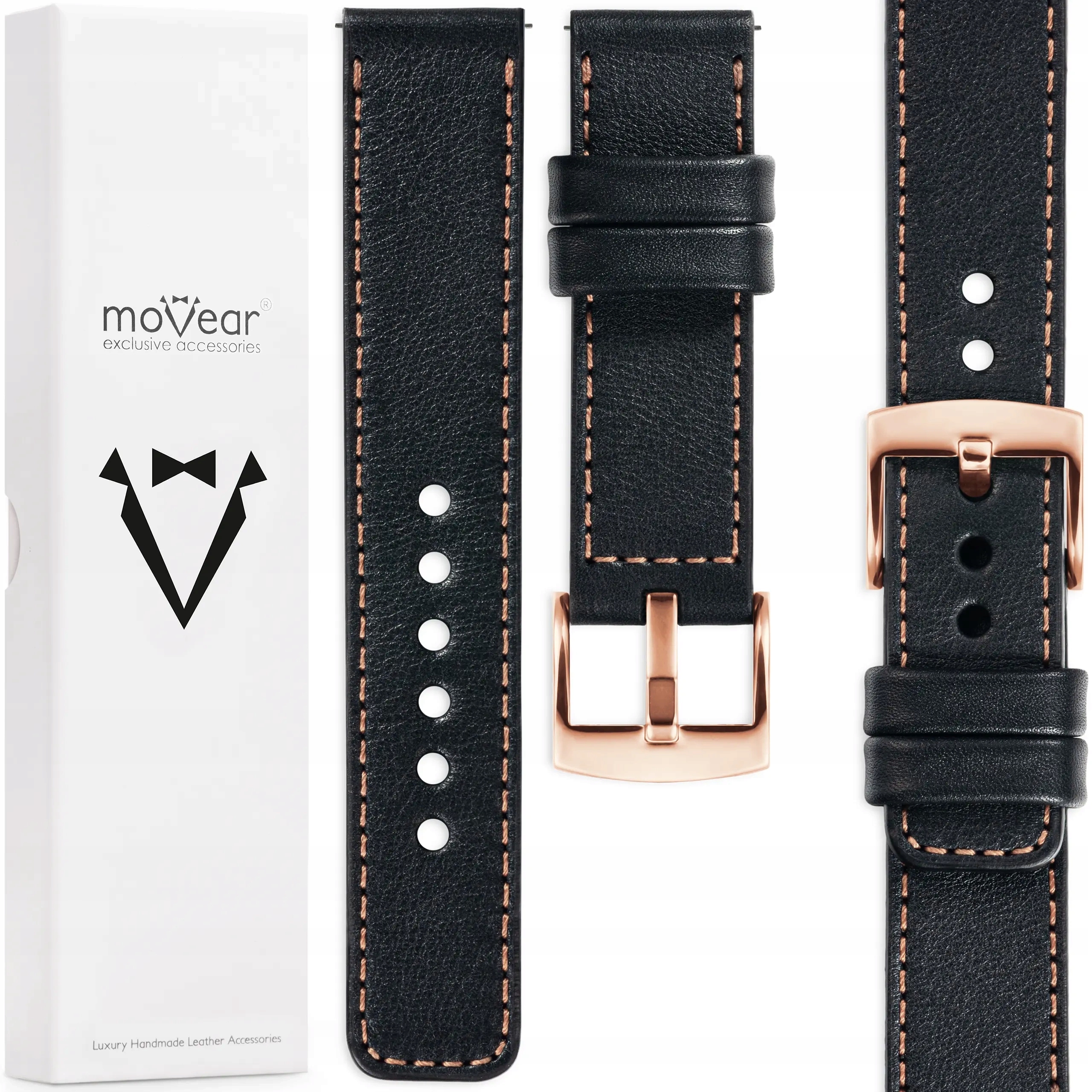 Prémiový řemínek 23 mm pro elegantní hodinky Italská kůže Černá