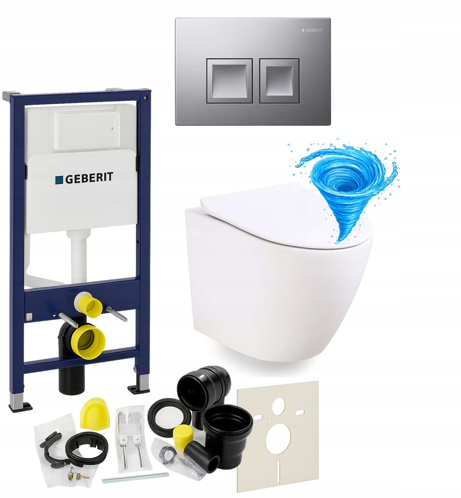 Geberit Stojan+tlačidlo Geberit+wc Tornado+doska+podložka, Sada 7V1
