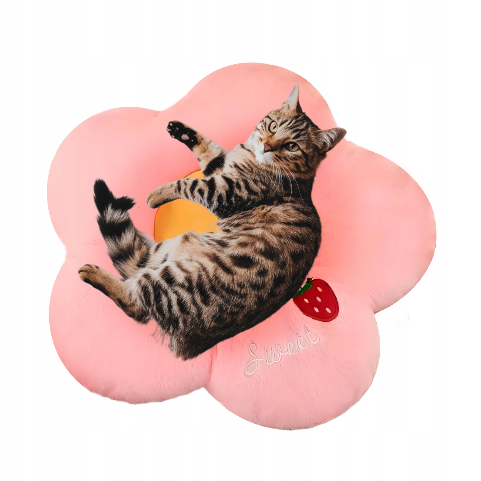 Levně Květinové Pelíšek pro kočky Pohodlné a měkké Potah Polštář 50 cm Růžový