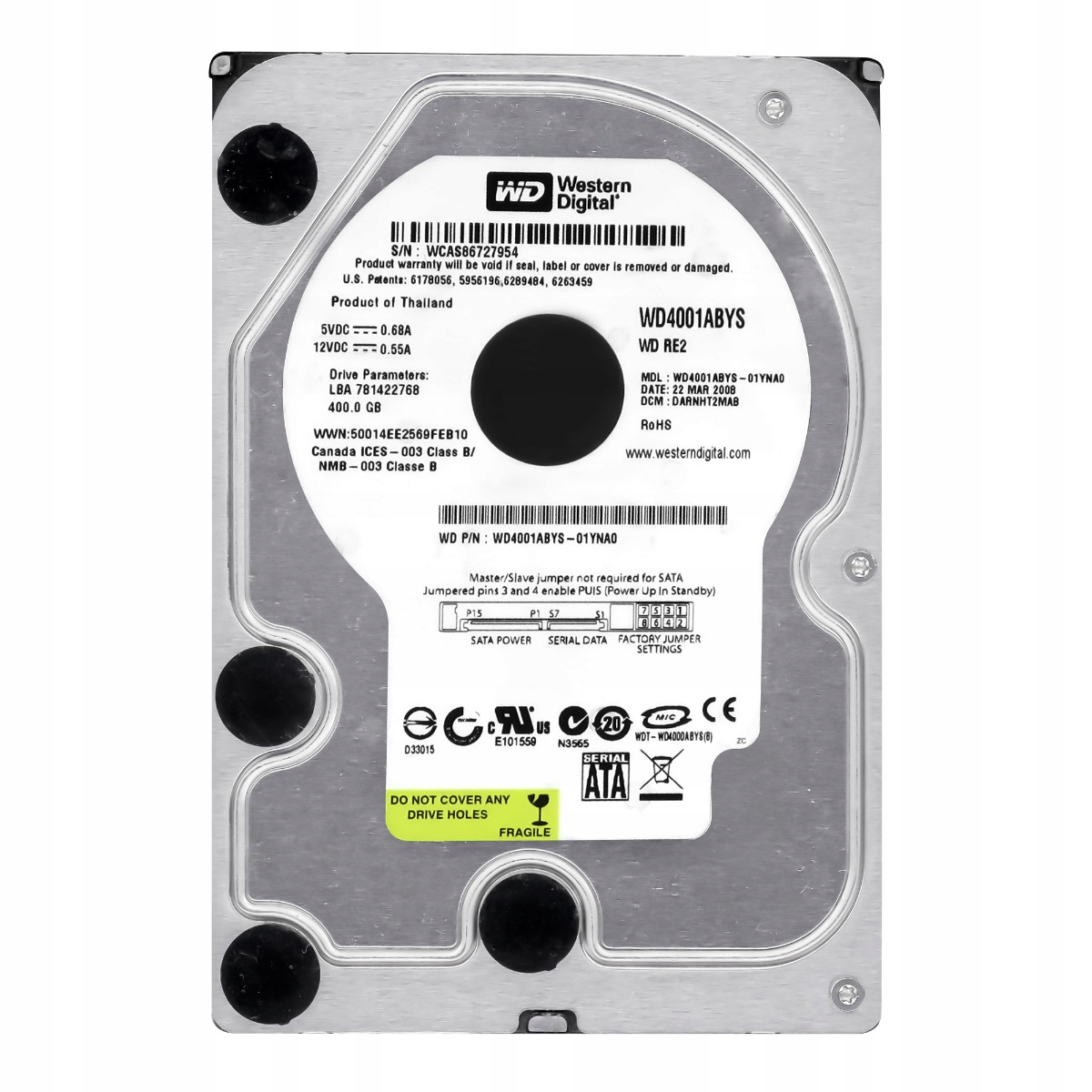 Wd RE2 400GB 7.2K 16MB Sata II 3.5'' WD4001ABYS