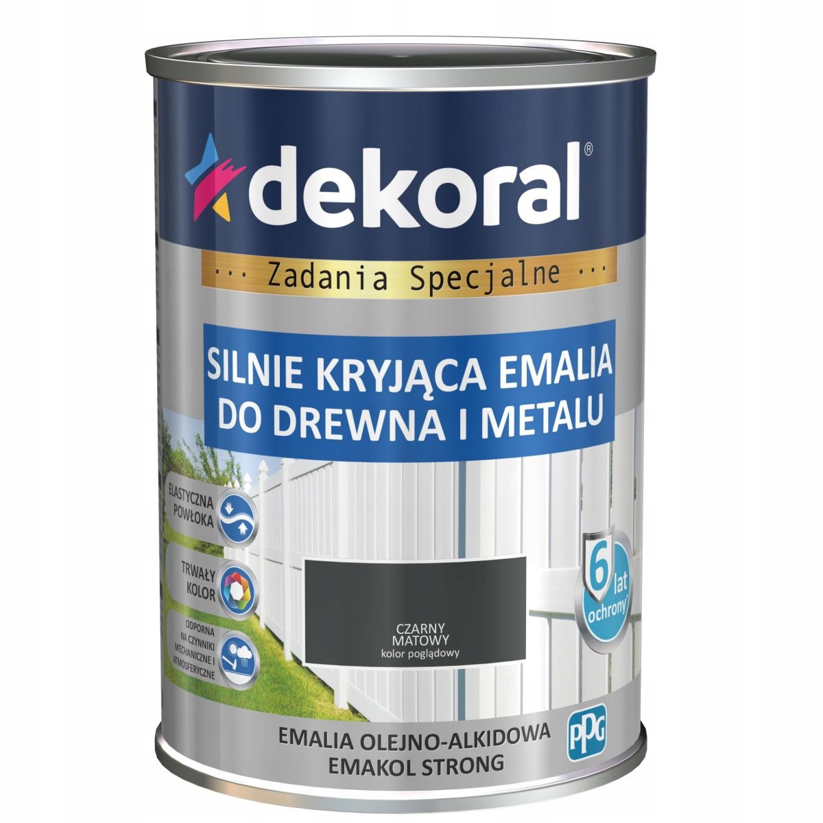 

Farba ftalowa do drewna Dekoral 0,9 l czerń mat