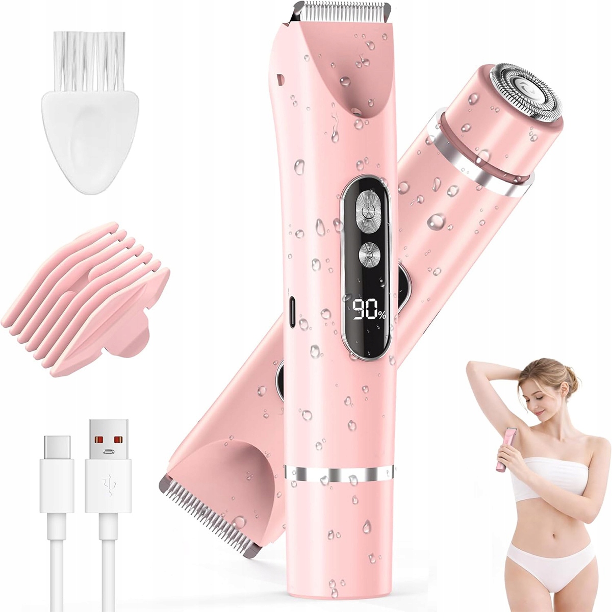 Elektryczna Golarka Damska Do Okolic Intymnych I Twarzy, Trymer Do Bikini