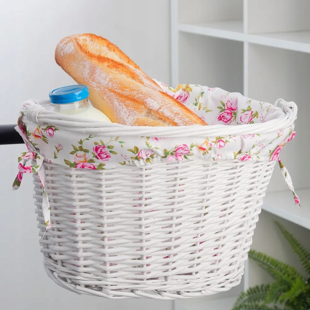 Koszrowerowy z wikliny z materiałową wyściółką FSBKT-037-1 biały