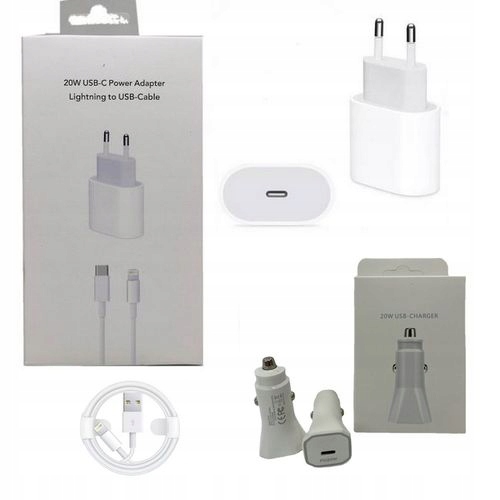 Ładowarka Samochodowa Kabel Usb C 20W Do Iphone Kabel +wtyczka Zestaw