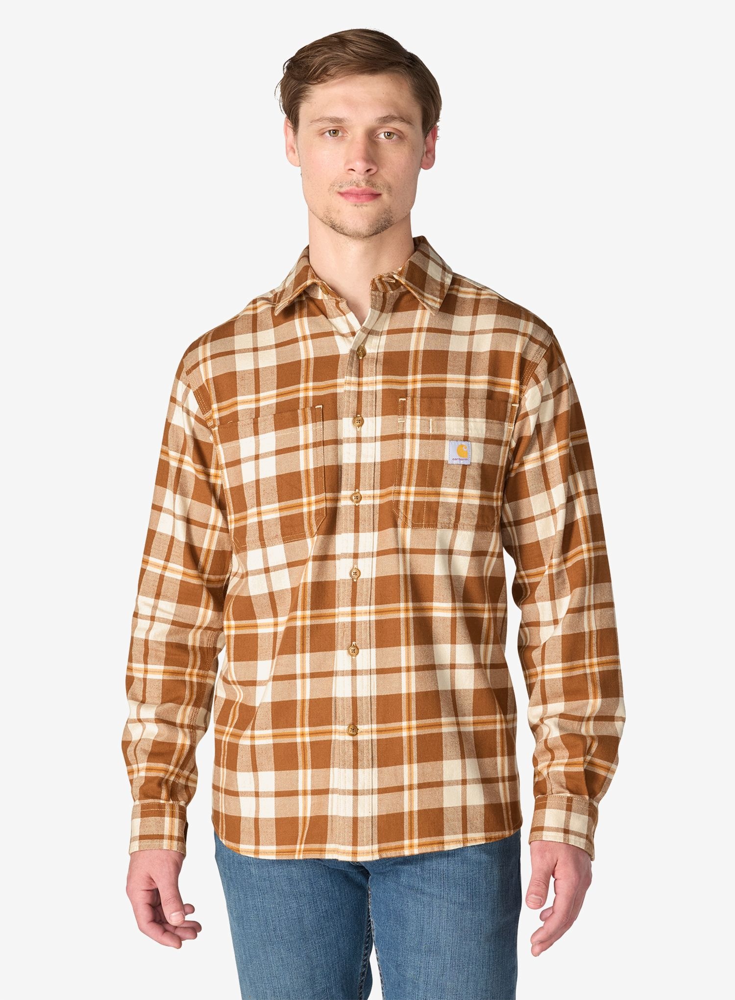 Košile Carhartt Hamilton Relaxed Ls Plaid Shirt carhartt brown XL