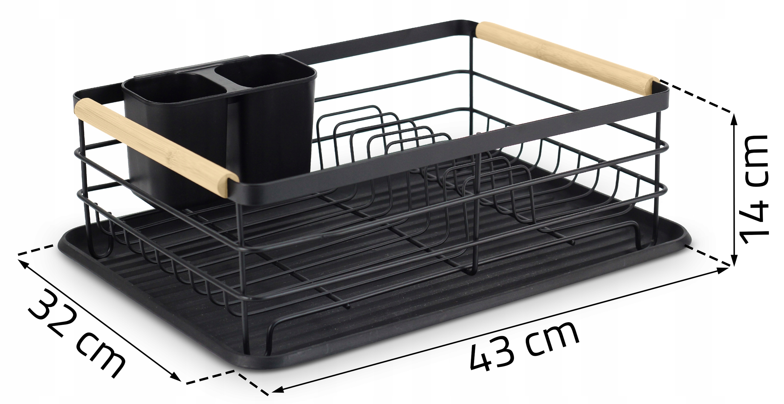 DUŻA SUSZARKA DO NACZYŃ OCIEKACZ STOJĄCA TACKA + DOZOWNIK NA PŁYN Długość (cm) 43