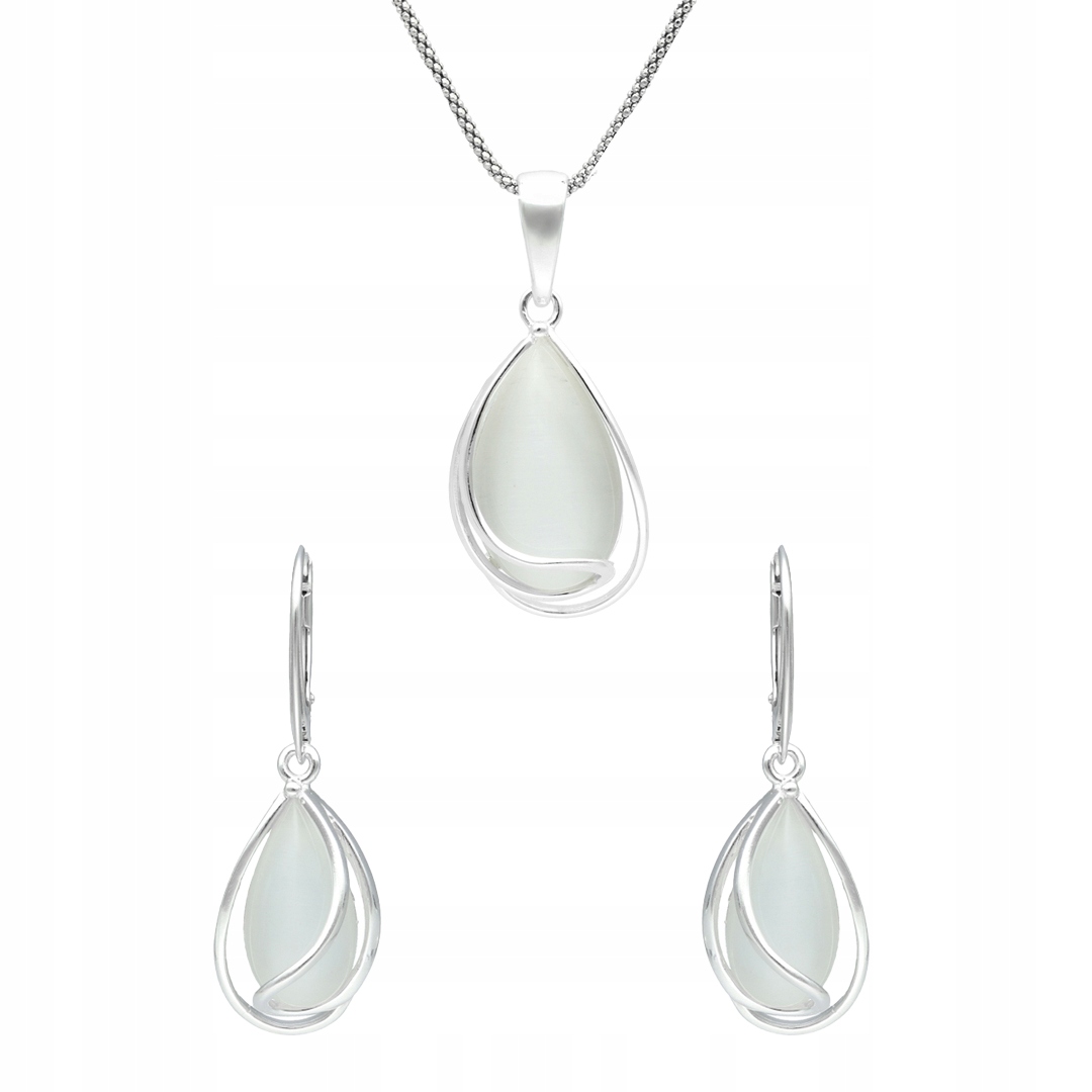 Stříbrná sada s ulexitem elegantní dámské šperky stříbro 925
