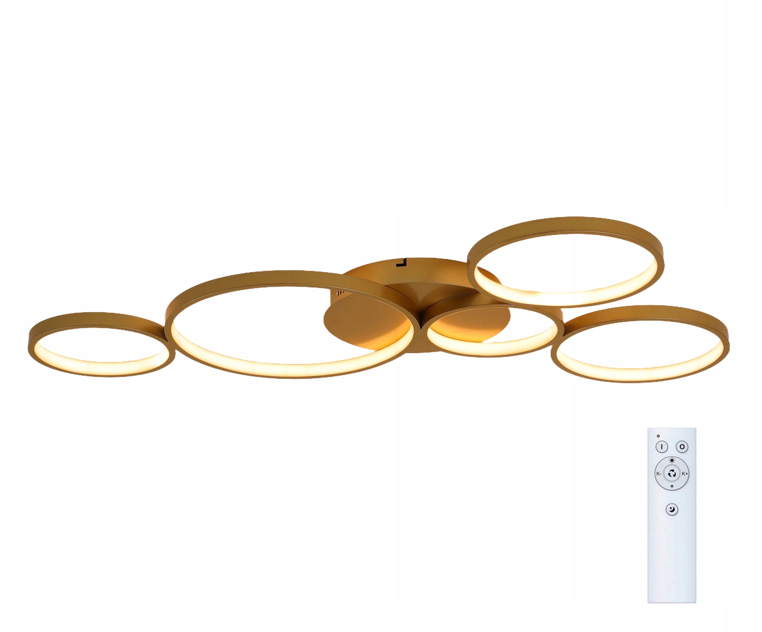 Żyrandol złoty Plafon lampa wisząca Led okręgi ring 98cm pilot 2,4G Wobako