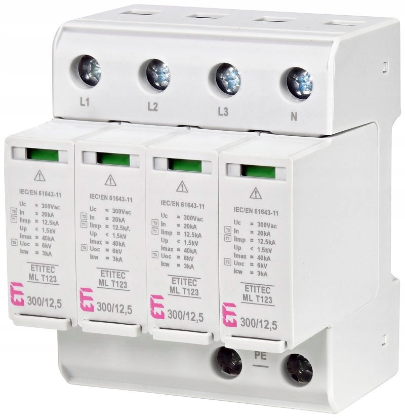 Etitec ML Omezovač přepětí T1 T2 T3 300V 12,5kA 4+0 Bcd 002440667