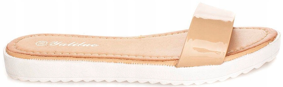 

4813 Beżowe Lakierowane Klapki Paski Damskie 39