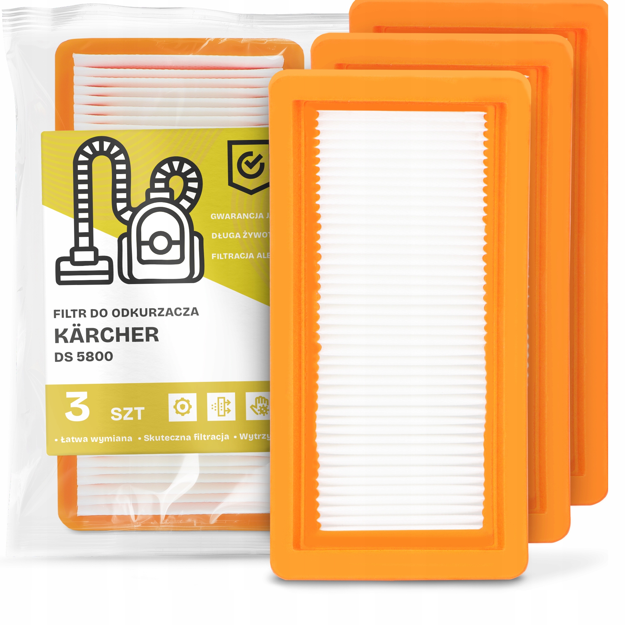 3x Filtr Do Vysavače Kärcher Ds 5800 Omyvatelný vzduchový Filtr Em-w