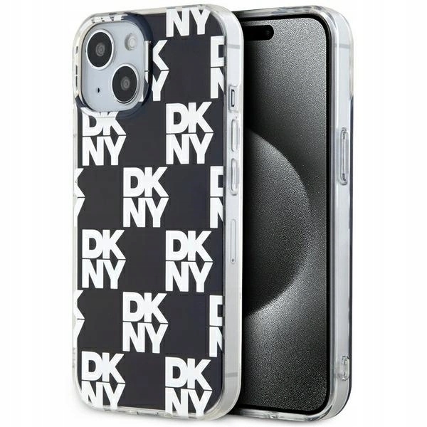 Pouzdro kryt Dkny IML Checkered Mono Pattern pro iPhone 15 14 13, černé