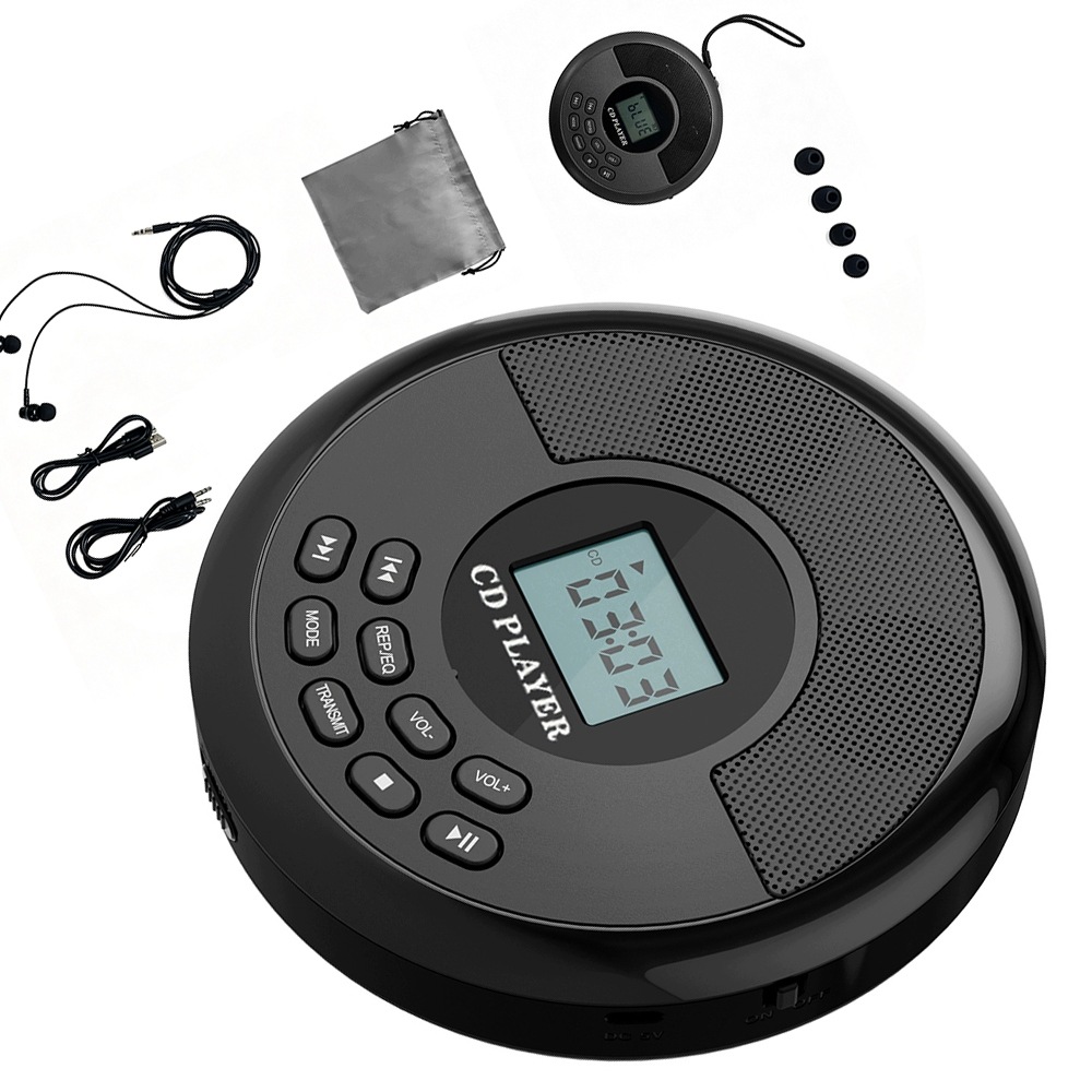 Discman – Přenosný CD Přehrávač MP3 Bluetooth, Aux, Reproduktory Sluchátka