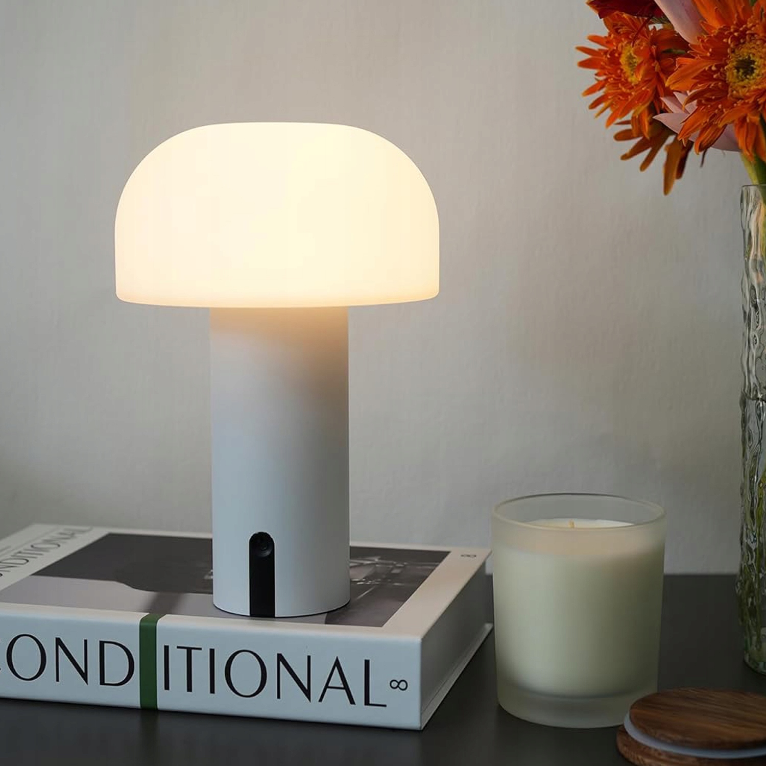 LAMPA STOŁOWA LED DOTYKOWA GRZYBEK BEZPRZEWODOWA WODOODPORNA Długość/wysokość 22 cm