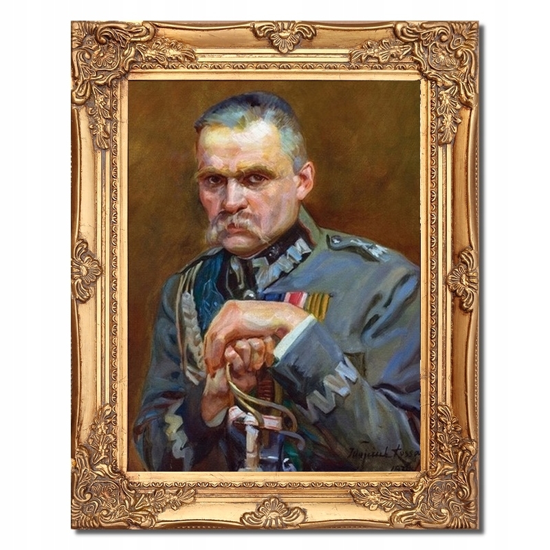 obraz Wojciech Kossak portret Marszałek Józef Piłsudski rama złota