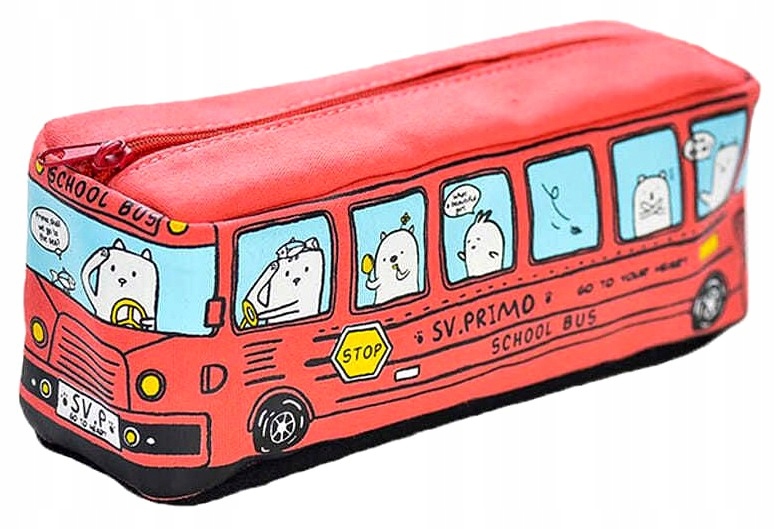 Bags bus. Pencil Case cartoon.