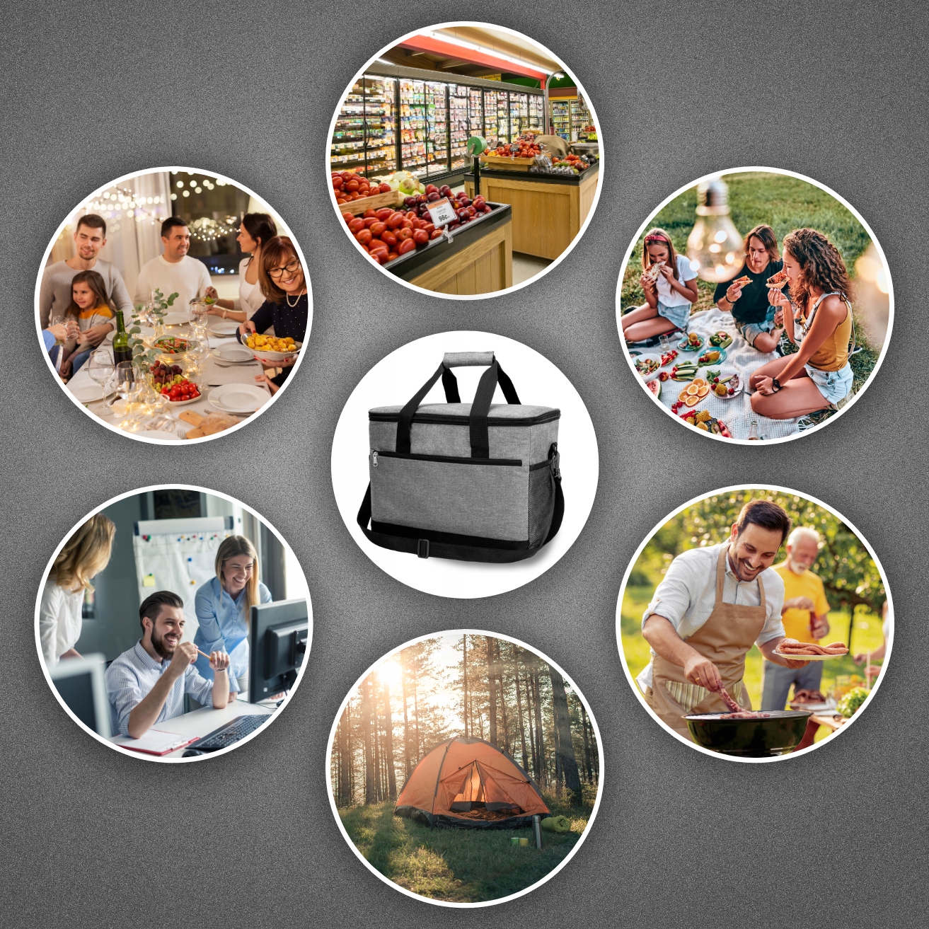 TORBA TERMICZNA TERMOIZOACYJNA TURYSTYCZNA PODRÓŻNA +2 WKŁADY CHŁODZĄCE 18L Pojemność 18 l