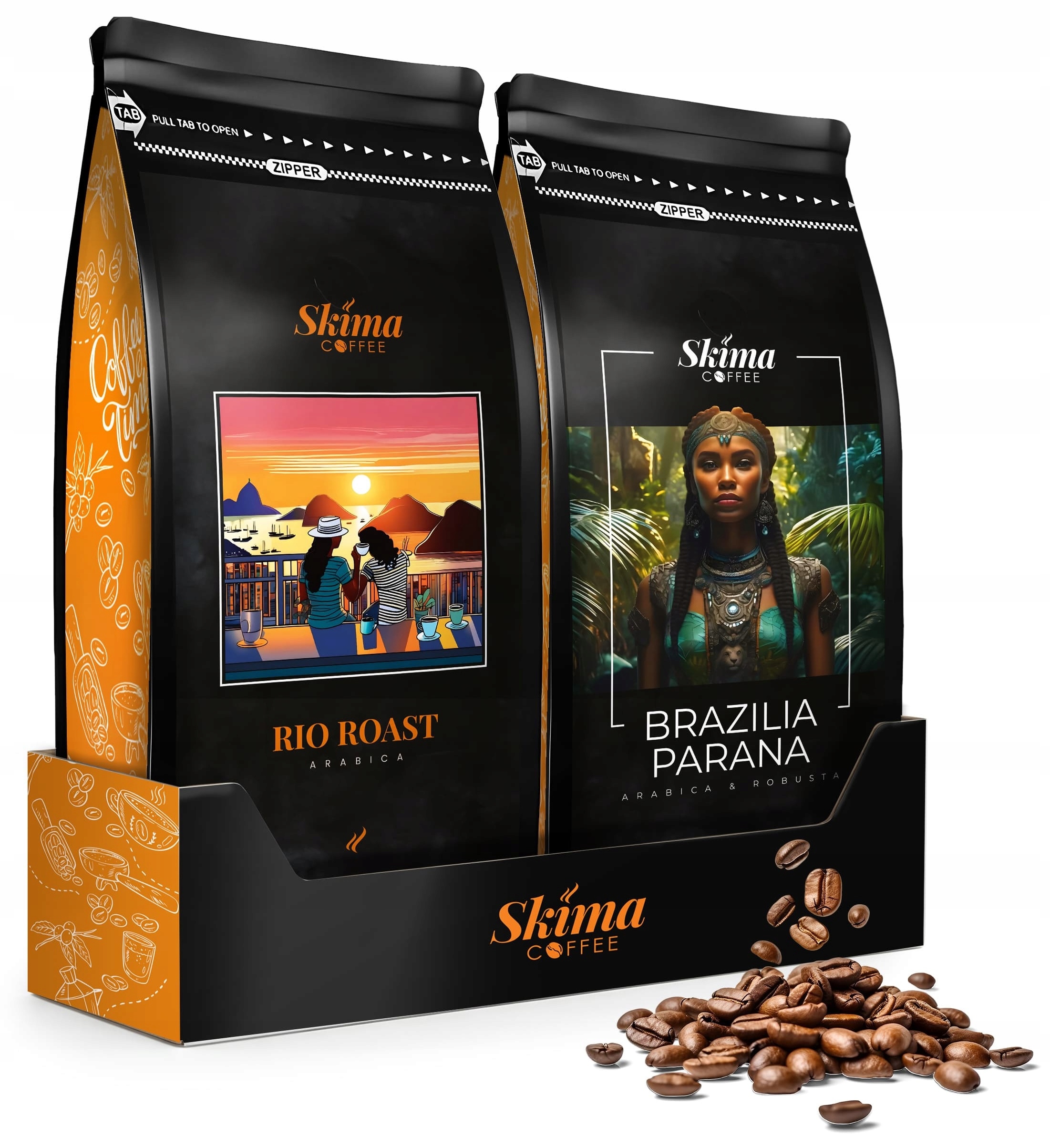 Káva zrnková 1kg x2 Brazílie Parana/rio Roast Čerstvá do kávovaru Dárek
